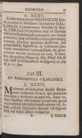 Cap. III. De Philosophia Graecanica