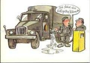 Humoristische Postkartenserie mit NVA-Motiven