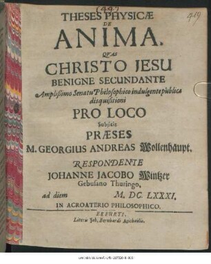 Theses Physicae De Anima