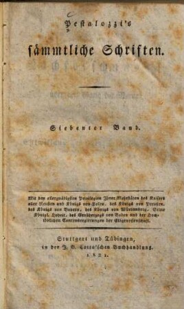 Pestalozzi's sämmtliche Schriften, 7. Meine Nachforschungen über den Gang der Natur in der Entwicklung des Menschengeschlechts