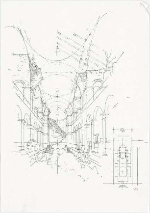 Döllgast, Hans; München; Allerheiligen Hofkirche - Innenraum (Perspektive; Grundriss)