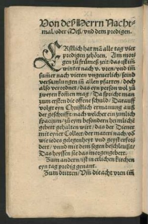 Von deß Herrn Nachtmal/ oder Mess/ und dem predigen.