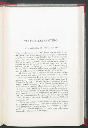 Teatro extranjero : La temporada de María Melato