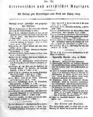 Literarischer und artistischer Anzeiger, No. XI.