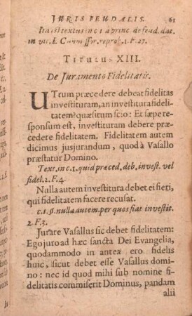 Titulus XIII. De Juramento Fidelitatis.