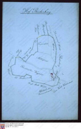 Karte des zum Hofgut Bieberberg bei Bellmuth gehörenden Geländes