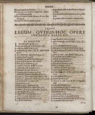 Index Legum, Quibus Hoc Opere Lux Aliqua Illata Est.