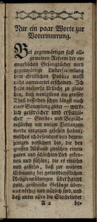 Nur ein paar Worte zur Vorerinnerung.