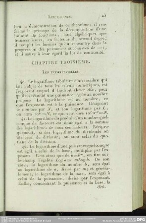Chapitre troisième. Les Exponentielles