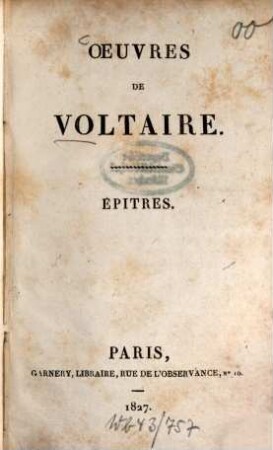Oeuvres de Voltaire, 13. Épitres