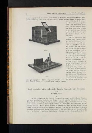 Zwei einfache, leicht selbstzufertigende Apparate zur Mechanik.