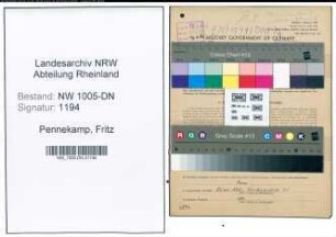 Entnazifizierung Fritz Pennekamp , geb. 27.05.1922 (Kaufm. Angestellter)