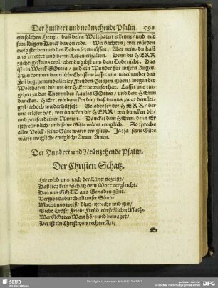 Der Hundert und Neunzehende Psalm. Der Christen Schatz