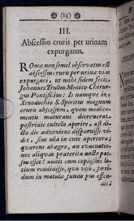 III. Abscessus cruris per urinam expurgatus