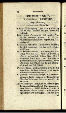 Dreyzehnte Klasse. Polyandria. Vielmännige.