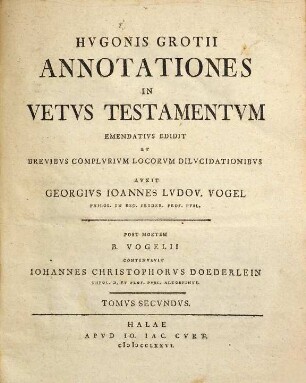 Hugonis Grotii Annotationes in Vetus Testamentum, 2