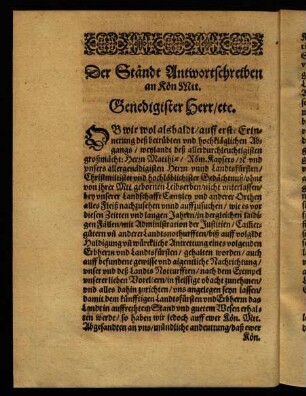 Bb2v-Bb4r, Der Stände Antwortschreiben an Kön. Mtt.