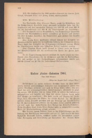 Unsere Ferien-Kolonien 1904