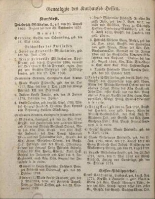Genealogie des Kurhauses Hessen.