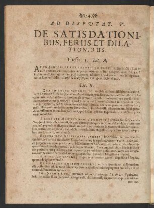 Ad Disputat. V. De Satisdationibus, Feriis Et Dilationibus
