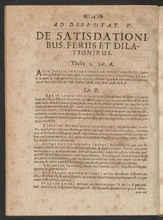 Ad Disputat. V. De Satisdationibus, Feriis Et Dilationibus