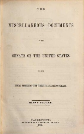 Senate documents. [186.] 1863 = Congress 37, Sess. 3