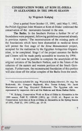 4: Conservation work at Kom el-Dikka in Alexandria in the 1991-92 season