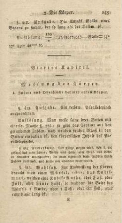 Viertes [Zweites] Kapitel. Messung der Körper