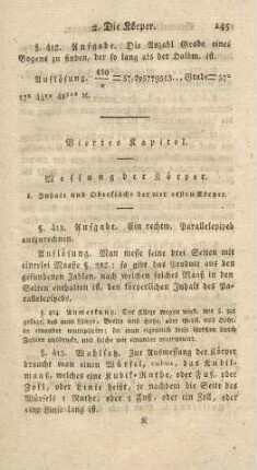Viertes [Zweites] Kapitel. Messung der Körper