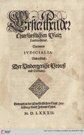 Titel Ivdicialia. Vnd erstlich: Der Vndergericht Proceß vnd Ordnung u.a.