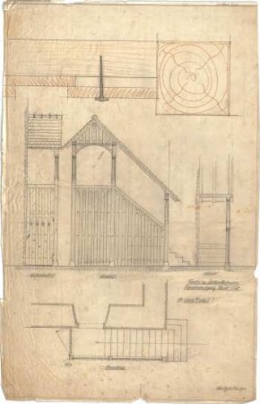 Dolmetsch, Theodor; Gottwollshausen; Kirche - Treppenaufgang (Grundriss, Ansichten, Detail)