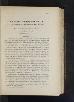 Zur Kenntnis der Folgereaktionen. II. Die Hydrolyse von Säureamiden und Nitrilen.