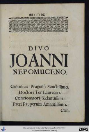 Divo Joanni Nepomuceno.