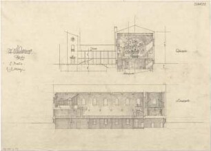 Gsaenger, Gustav; München, Sendlinger Tor Platz; Ev. Kirche St. Matthäus - Wettbewerbsplan (Querschnitt, Längsschnitt)