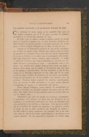 Los premios nacionales a la producción literaria de 1924