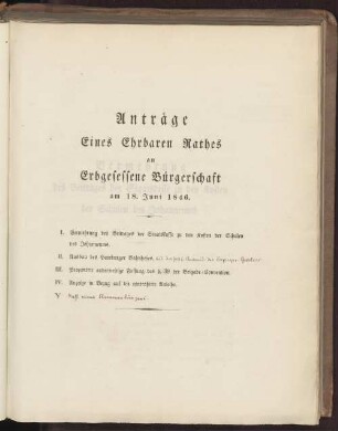 Acta Conventus Senatus et Civium, Iovis d. 18. Junii 1846