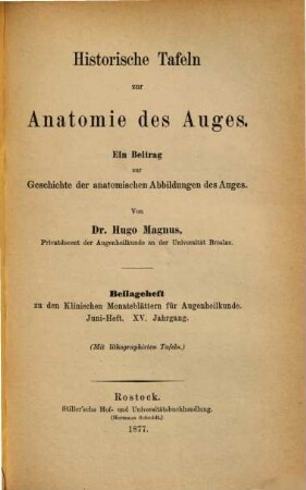 Historische Tafeln zur Anatomie des Auges : Ein Beitrag zur Geschichte der anatomischen Abbildungen des Auges