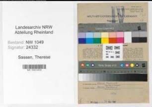Entnazifizierung Therese Sassen , geb. 21.10.1899 ()
