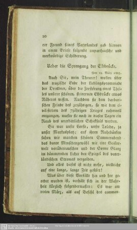 Ueber die Sprengung der Elbbrücke