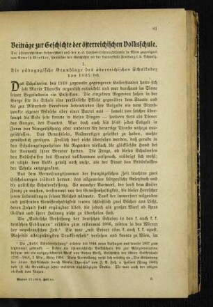 Beiträge zur Geschichte der österreichischen Volksschule : der österreichischen Lehrerschaft und der n.-ö. Landes-Lehrerakademie in Wien