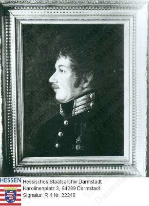 Stieler, Johannes (1787-1847) / Porträt, in Uniform, im Profil, Brustbild in Rahmen