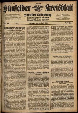 Erste Ausgabe vom Montag, den 23. Juli 1934.