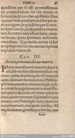 Cap. III. De veraprima metallorum materia.