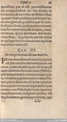 Cap. III. De veraprima metallorum materia.