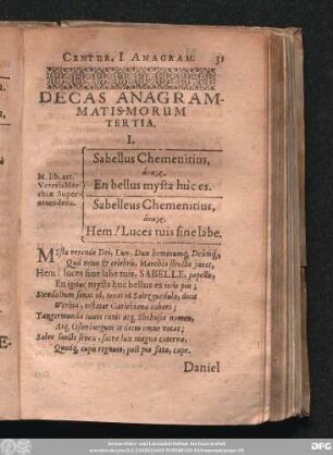 Decas Anagrammatismorum Tertia.
