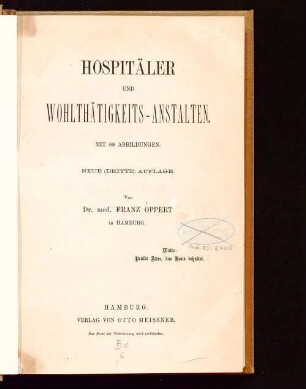Hospitäler und Wohlthätigkeits-Anstalten