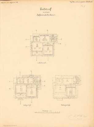 Hafen, Sassnitz: Hafenmeisterhaus: Grundrisse KG, EG, 1.OG 1:100