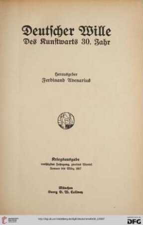 30,2: Deutscher Wille: des Kunstwarts