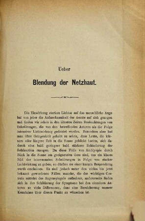 Ueber Blendung der Netzhaut