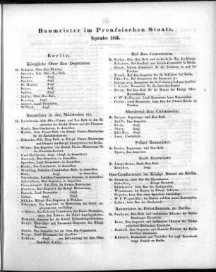 Baumeister im Preussischen Staate. September 1846.